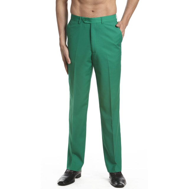 Concitor Men's Dress Pants Trousers Flat Front Slacks EMERALD GREEN Color 36