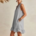 thumbnail image 6 of Summer Dresses for Women Casual V Neck Sleeveless Mini Sundress with Pockets Loose Swing Beach Vacation Cotton Linen Dress,Sizes S-2XL, 6 of 8