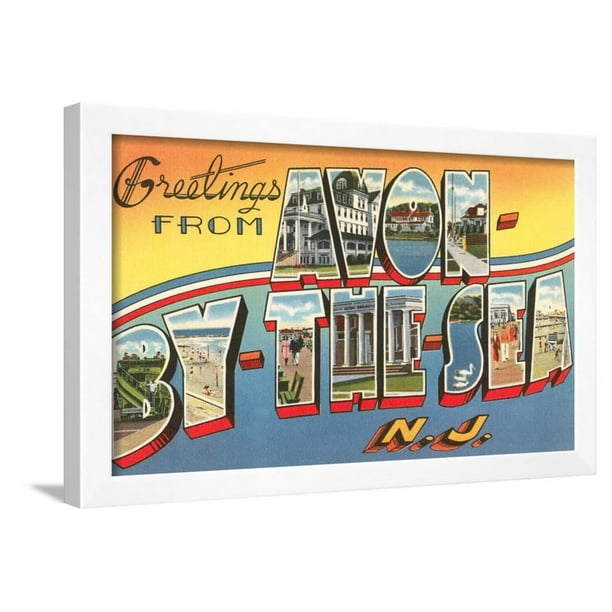 Greetings From Avon By The Sea New Jersey Framed Print Wall Art Walmart Com Walmart Com