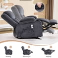 thumbnail image 5 of JONPONY Manual Recliner Chair with Heat Therapy and Massage Function, Heavy Duty Reclining Mechanism Massage Chair, Elderly Single Rocker Sofa with Cup Holders for Bedroom Home Theater,Grey, 5 of 11