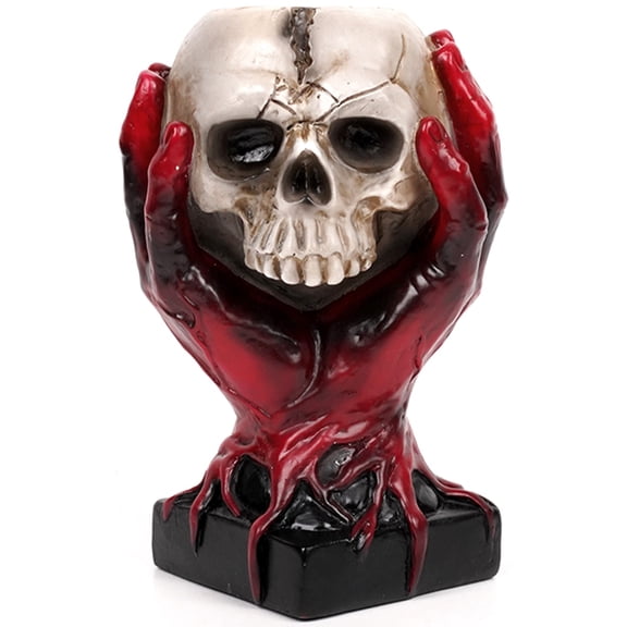 Gothic Skull Flower Pot Handcrafted Resins Vases For Halloween Party Display