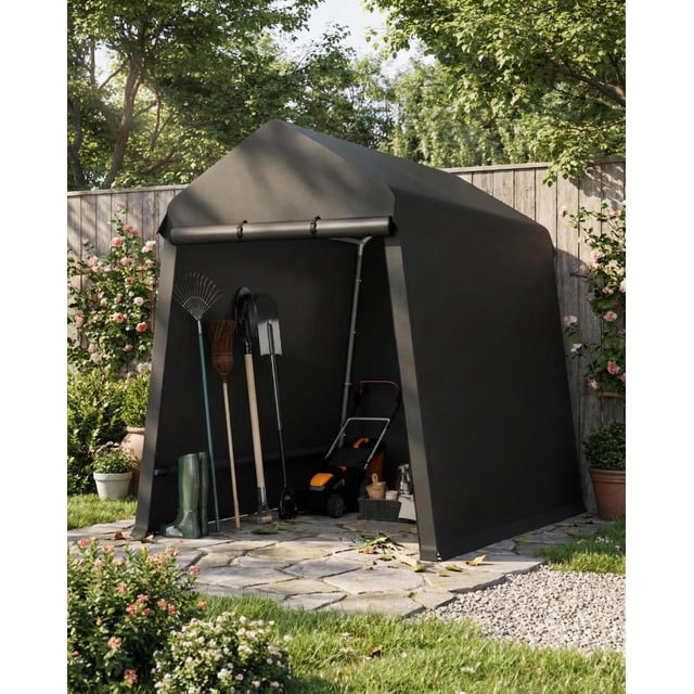 BeesClover Tente de Rangement Extérieure Robuste, Abri d'Auto Extérieur Portable Imperméable et Résistant aux UV, Unité de Rangement Extérieure, Portes à Glissière Enroulables et Évents, Abri de Garage Toutes Saisons pour Motocyclette, VTT, Vélo, Jardin