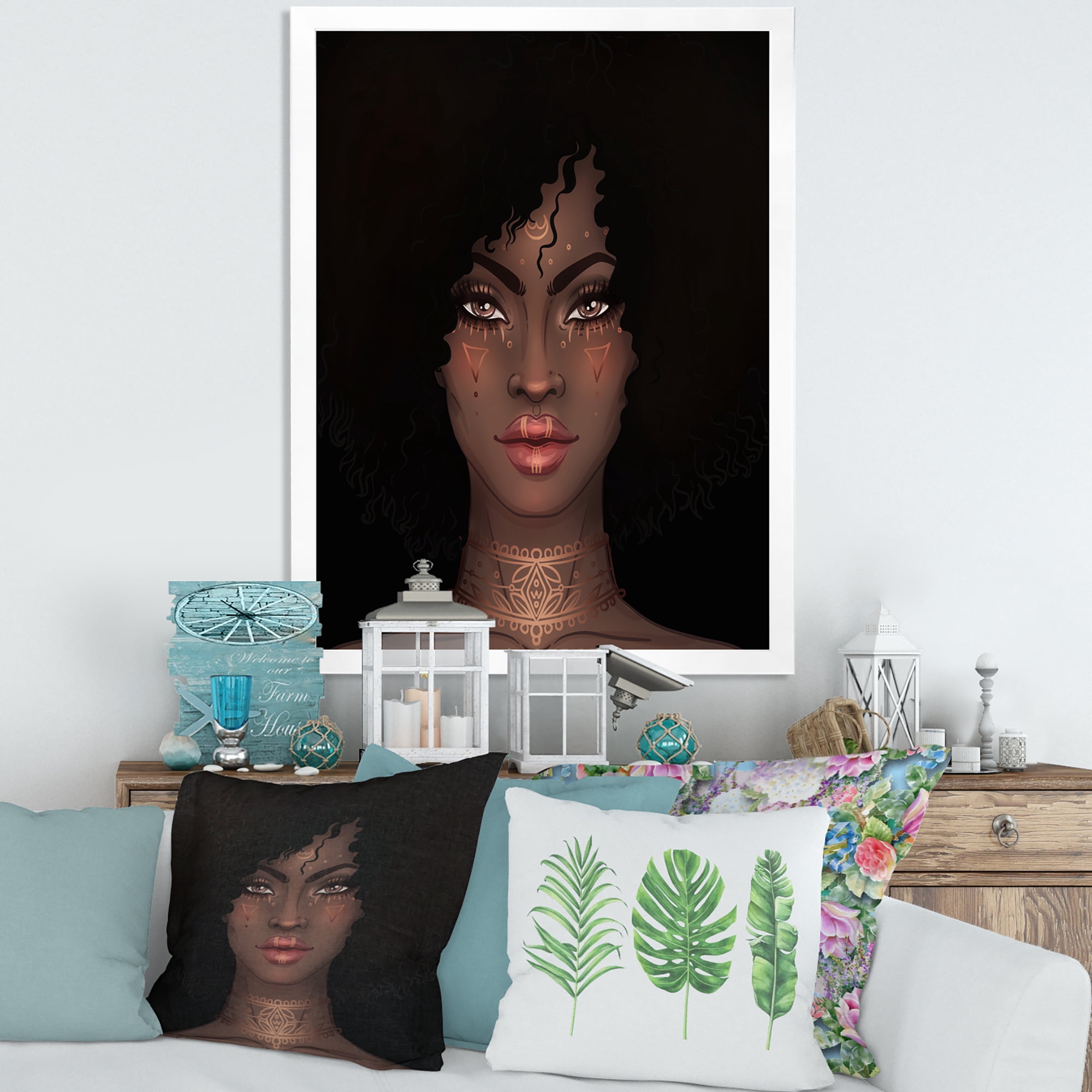 Designart 'Portrait of Afro American Woman II' Modern Framed Art Print