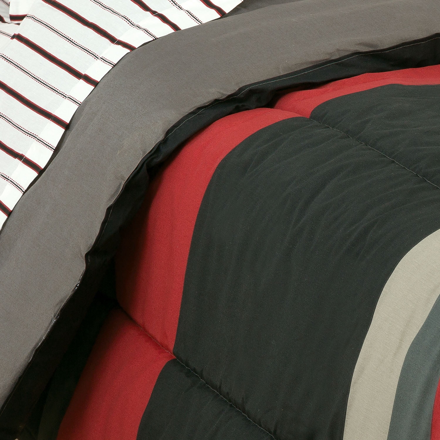 Full Comforter Set, Rugby Stripe Red Reversible Bed in a Bag