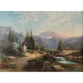 thumbnail image 2 of Gustav Barbarini 18x14 Black Ornate Wood Framed Double Matted Museum Art Print Titled - Bach Landscape with Figure Staff, 2 of 5