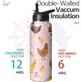 thumbnail image 4 of 40oz Cute Chicken Water Bottle with Handle and Flip Straw, Rooster Sports Stainless Steel Insulated Cup, Travel Coffee Mug Tumbler, Birthday Thanksgiving Day Chritmas Gifts for Women Animal Lovers, 4 of 6