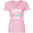 thumbnail image 3 of Inktastic Easter Hanging with My Peeps Pastel Bunnies Women's V-Neck T-Shirt, 3 of 5