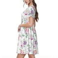 thumbnail image 2 of Fotbe Rose Flower B Vestido Largo de Moda para Mujer, Vestido Tipo Camiseta con Manga Corta y Estilo Casual a Rayas y Bloques de Color, 2 of 6
