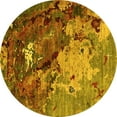 thumbnail image 1 of Ahgly Company Machine Washable Indoor Round Oriental Yellow Industrial Area Rugs, 3' Round, 1 of 4