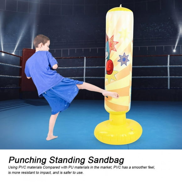 Punching Training Bag, Children Boxing Sandbag Relieve Stress Tightly Connected Improve Health Easy Filled Interactative  for Indoor Use Blue,Yellow