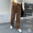 thumbnail image 4 of BUYISI Retro High Waist Corduroy Pants For Women Straight Leg Casual Fashion Loose Brown XL, 4 of 9