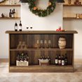 thumbnail image 4 of Tribesigns 63-Inch Bar Table, 2-Tier Bar Cabinet Height Pub Table with Footrest, Modern Coffee Cabinet for Home Kitchen, Large Home Unit Liquor Furniture, Bistro, Dining Room, Living Room, Brown, 4 of 21