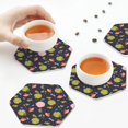 thumbnail image 7 of Pofeuu Frog And Flowers Print Leather Coasters Set of 6, Round Cups Mugs Mat Pad for Home Kitchen Heat Resistant Drink Coasters,Hexagon, 7 of 7