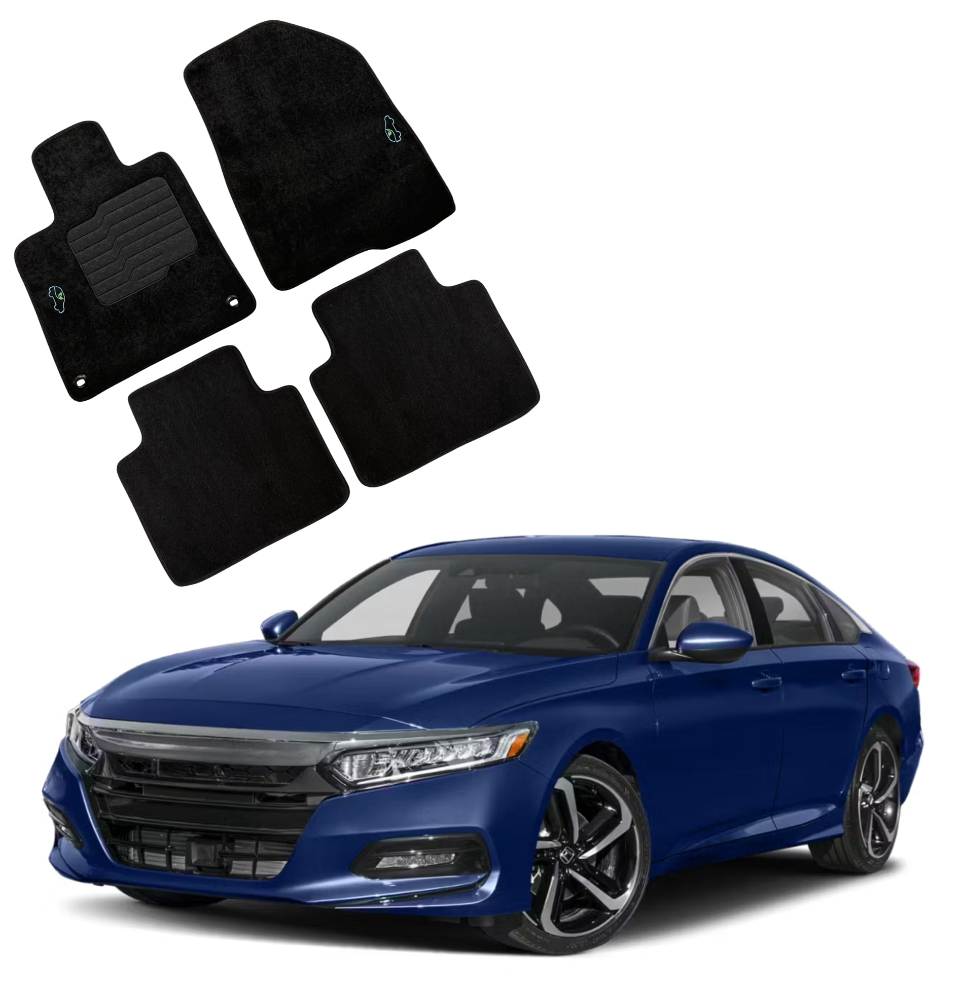 Carpet Floor mats Custom Fit for Honda Accord 2018 to 2022 With Anti Slip Driver Heel Pad and Safety Locks