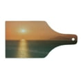 thumbnail image 2 of Burnt Orange Cutting Board, Sunrise over Ocean Burnt Horizon Reflection Seascape Coastal Theme, Decorative Tempered Glass Cutting and Serving Board, Wine Bottle Shape, Orange Blue, by Ambesonne, 2 of 5