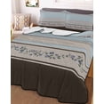 thumbnail image 3 of Quilts Full Size Bedding Set, Aqua Floral Lightweight Quilted Comforter, Modern Farmhouse Leaves Brown Striped Soft Reversible Bedspread Coverlet with Pillow Covers for All Season, 78" x 90", 3 of 7