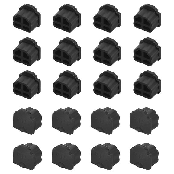 Silicone Telephone Modular Port RJ11 Anti-Dust Stopper Cap Cover Black 20 pcs