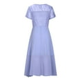 thumbnail image 4 of QJUHUNG Robe Midi Formelle pour Femmes Soirée Été Col en V Manches Courtes T-Shirt Soirée Invité de Mariage Style Asymétrique B-8 Cocktail Gris_i L, 4 of 6