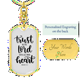 thumbnail image 3 of With All Your Heart Proverbs 3:5-6 Stainless Steel or 18k Gold Premium Swivel Dog Tag Keychain, 3 of 10