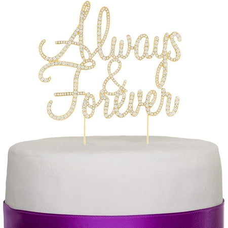 Always And Forever Wedding Cake Topper Gold Rhinestone Romantic