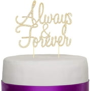 always and forever wedding cake topper, gold rhinestone romantic decoration (always & forever) (gold)