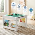 thumbnail image 5 of 4 in 1 Kids Wooden Activity Table with Bookshelves, 2 in 1 Detachable Tabletop Construction Play Table for Toddlers Drawing, Reading, Crafts, Build Blocks, 5 of 6
