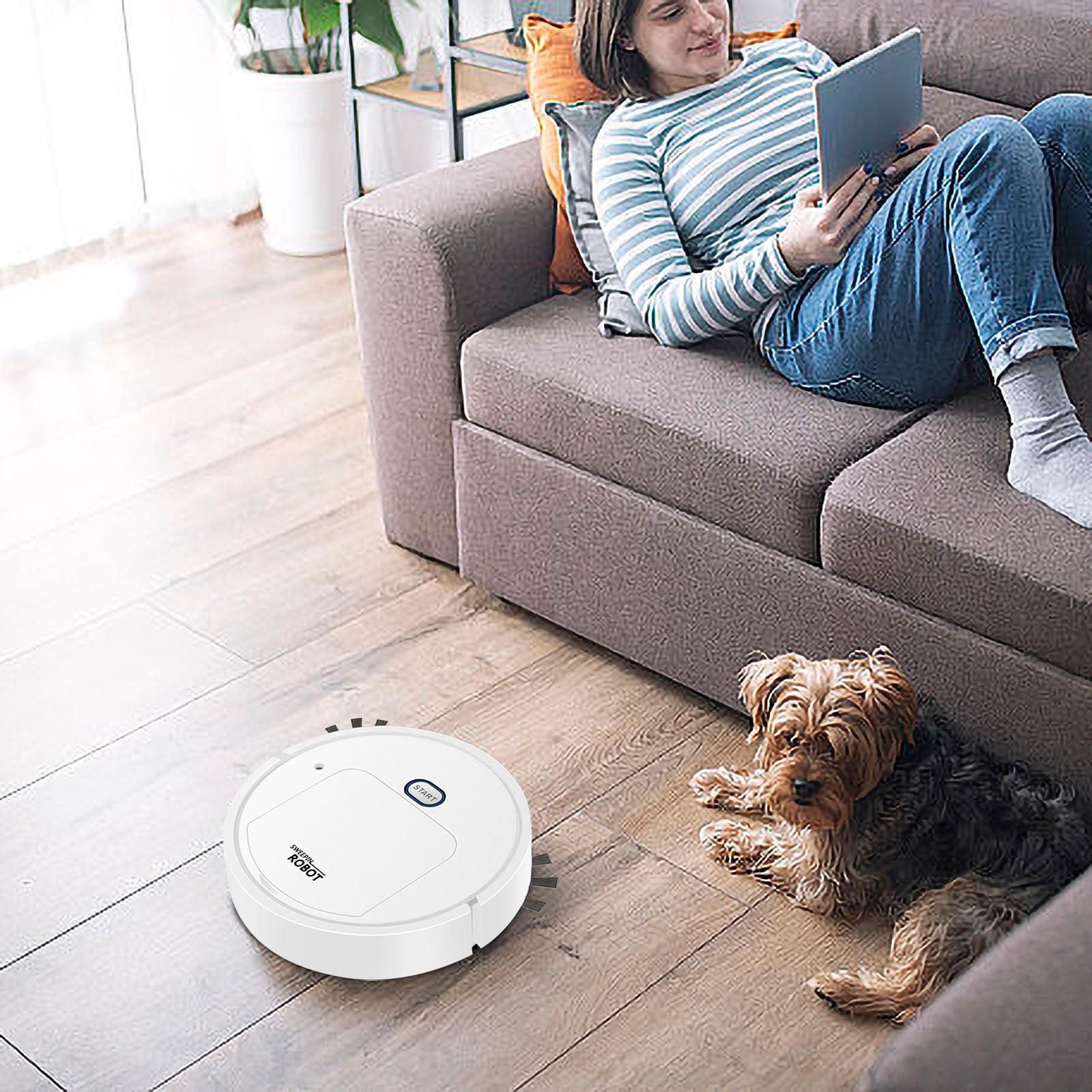 weibbin Smart Robot Vacuum and Mop Cleaner with Auto Dust Collection, 4-in-1 Sweeping Spray Mopping for Hard Floors, White