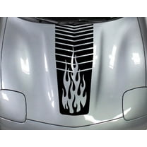 Clausen's World 16" Center Hood Stripped w/FLAMES RACING STRIPES vinyl Decal - Compatible with Chevrolet Corvette C5