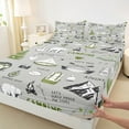 thumbnail image 3 of Manfei Happy Camping Queen Sheet Sets,Jungle Animal Bear Flat Sheet,Rustic Farmhouse Cabin Queen Fitted Sheet For Teens,Microfiber Bedroom Decor,4 Pieces, 3 of 7