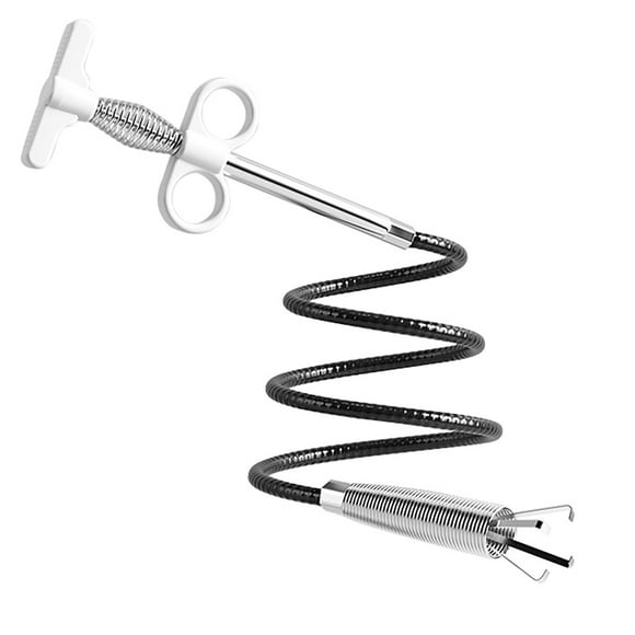 Youkk Drain Sewer Dredge Spiral Drain Clog Remover 1.6m Spring Pipe Dredging Tool with Grapnel for Kitchen White