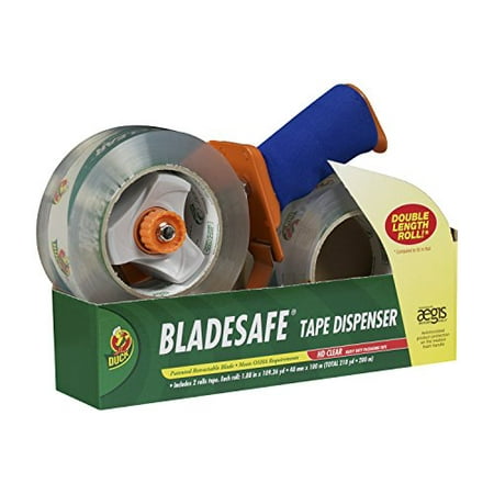 Duck Brand BladeSafe Tape Gun Dispenser with 2-Roll Pack of 109-Yard Tape
