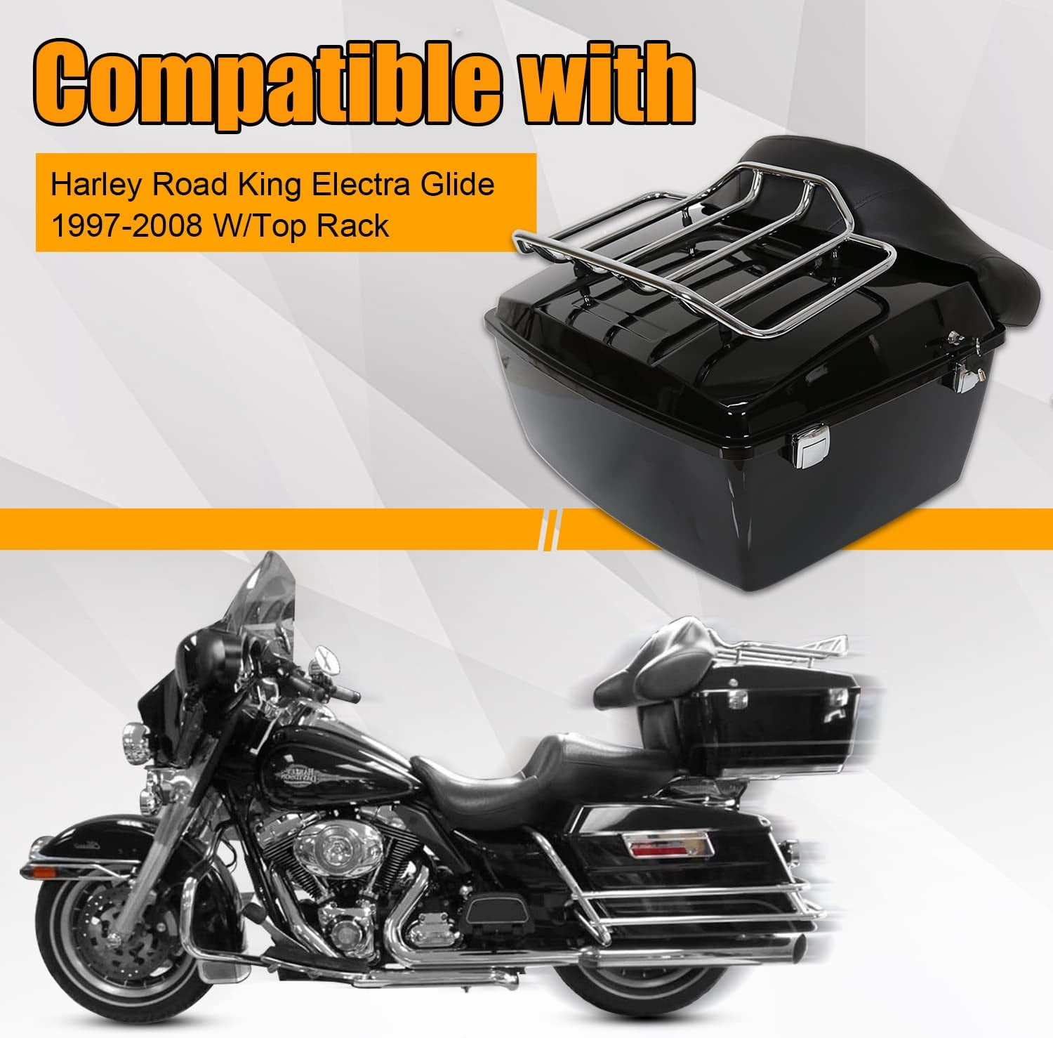 KOJEM Motorcycle Tail Box Top Storage, Hard Shell Accessories with