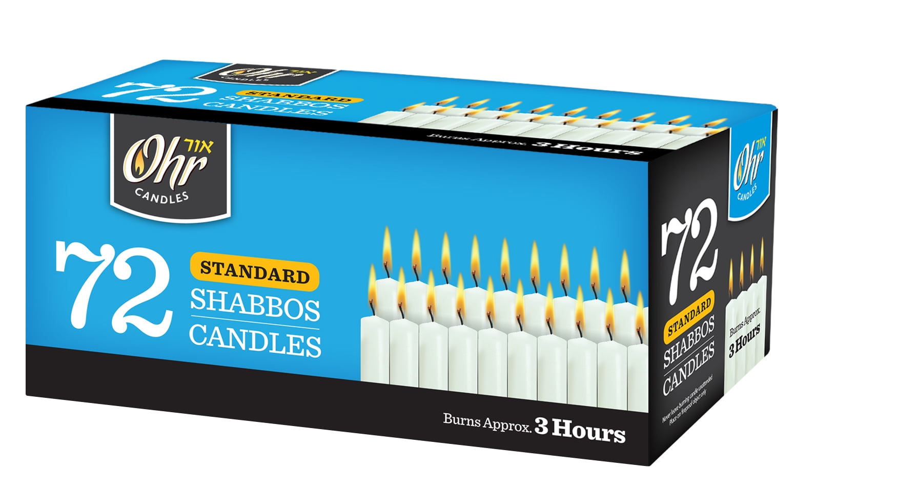 Shabbat Candles White Taper Candles 3 Hr. 72 Ct. Shabbos Candles