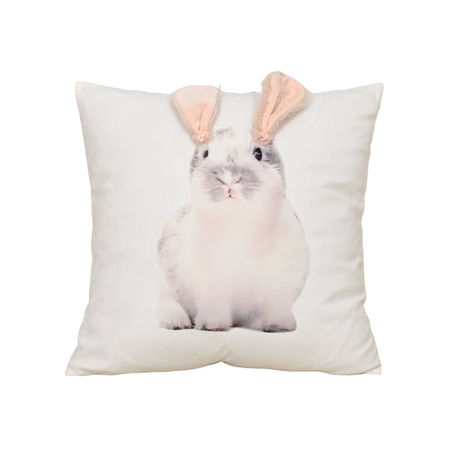 Almohadas para el Sofá Sala de Estar, Cubierta de Almohada de Conejo Blanco 45x45cm Sofá de Pascua Y Decoración Del Dormitorio, Cubierta de Cremallera Invisible, Cubiertas de Cojín de Sofá Lavable