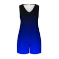 thumbnail image 4 of Women's Summer Tank Top Romper Loose V Neck Zipper Back Short Jumpsuit with Pocket Casual Wide Leg Athletic Outfits, Blue, L, 4 of 4