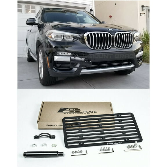 Extreme Online Store Replacement For 2018-Present BMW G01 X3 M40i Front Bumper Tow Hook License Mount Bracket Tow-459-V2