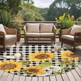 thumbnail image 4 of Round Rug 7Ft Washable Non-Slip, Sunflowers Circle Area Rugs for Living Room Bedroom, Yellow Flowers Butterfly Farmhouse Black Plaid Indoor Floor Mats Carpet Runner for Home Decor Aesthetic, 4 of 8
