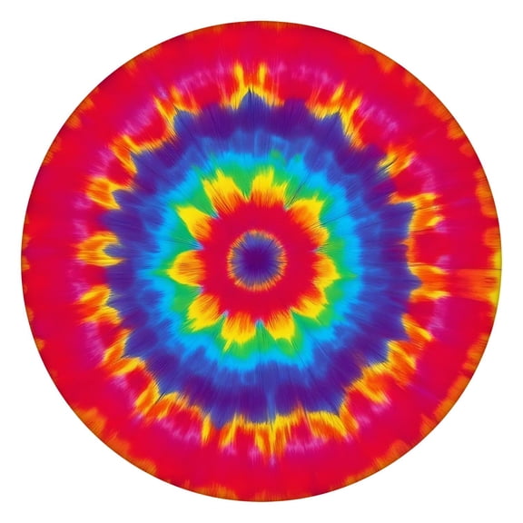 Rainbow Tie Dye Mandala Pattern Round Fitted Tablecloth with Elastic Edge,Dining Table Cover Waterproof,Outdoor Round Tablecloth for Camping,Dining,Indoor and Outdoor