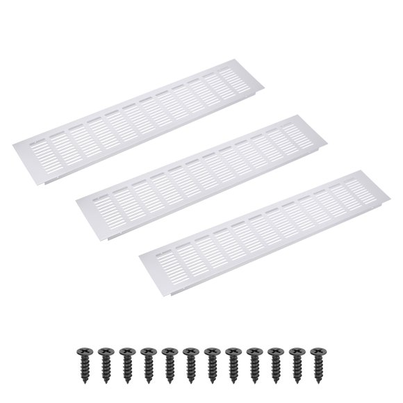 Uxcell 20 x 4" Rectangle Ventilation Grille 3Pcs Aluminum Air Vent Cover Silver
