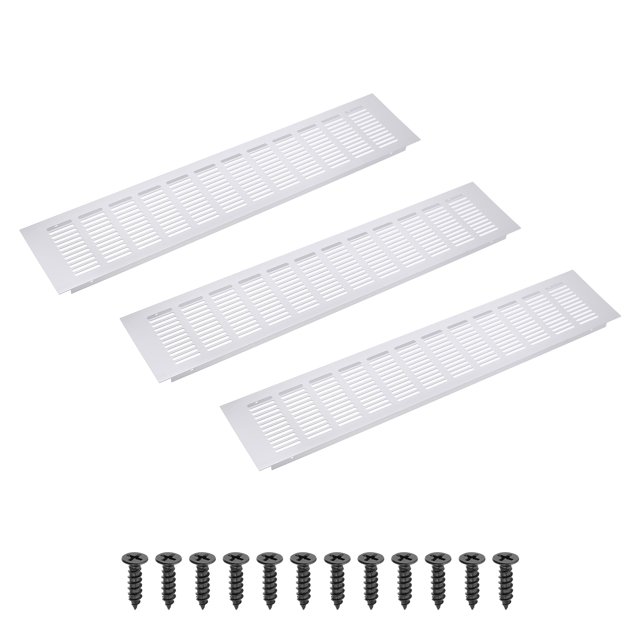 Uxcell 20 x 4" Rectangle Ventilation Grille 3Pcs Aluminum Air Vent Cover Silver