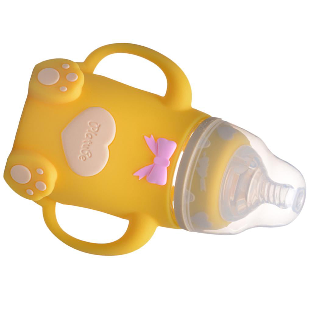 Infant Baby Anti-Colic Glass Feeding Milk Bottle with Protective Silicone Sleeve 