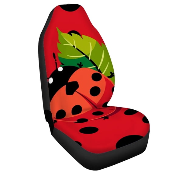 Uourmeti Ladybug Leaf Print Car Seat Cover 1 Pieces Set Front Car Seat Cover Non-Slip Anti-Crack Suitable for Truck Suv