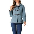 thumbnail image 1 of Abrigo Duffle con Cierre Frontal para Mujer INSPIRE CHIC, Sólido, Corto, con Capucha, Color Gris Azul, 1 of 6