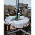 thumbnail image 2 of Boanket Outdoor Tablecloth with Umbrella Hole for Patio/Picnic/Party/Camping, Pink Blue Christmas Waterproof Table Cloth Round Cover Washable, Xmas Train Snowflake Botanical (Dia 54"), 2 of 7