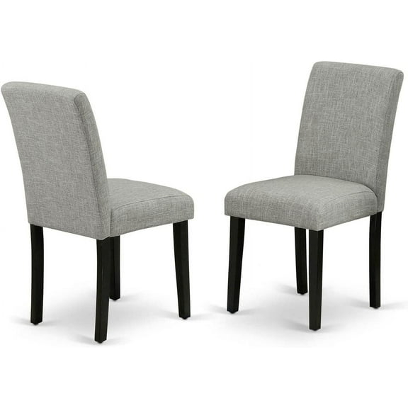 East West Furniture ABP1T06 Parson Dining Room Chairs - Shitake Linen Fabric Upholstered Chairs, Set of 2, Black