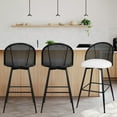 thumbnail image 3 of ANMINY Swivel Rattan Bar Stools, 29" Counter Height Set of 4, Upholstered Chairs Barstools with Full Back and Metal Legs Modern PU Fabric Seat for Kitchen Island, 3 of 10