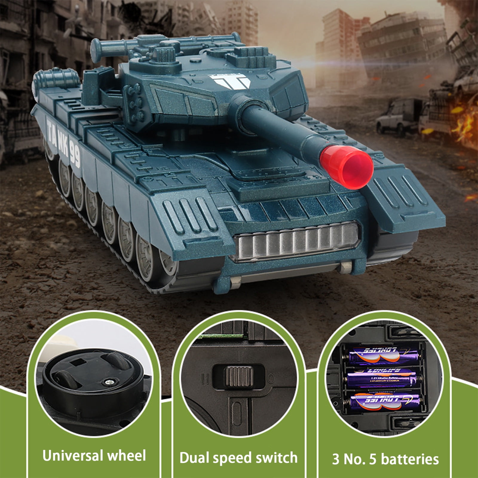 Fufafayo 2Pcs Universal Deformation Tank CarToy, Transforming Robot Vehicle with Light and Sound, Simulation Model Glow in The Dark, Tracked Wheels Motorized Action Figure for BoysKidsGift