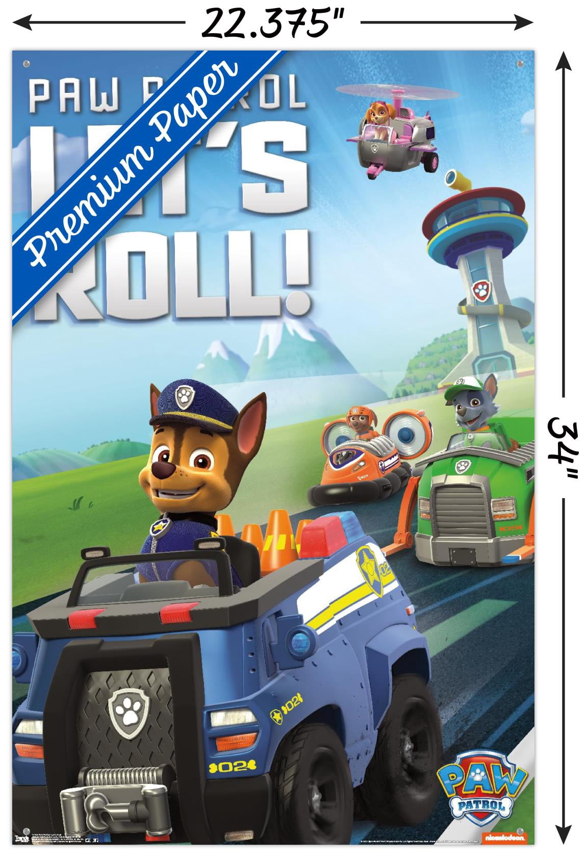 Nickelodeon Paw Patrol - Let's Roll Wall Poster with Push Pins, 22.375" x 34"