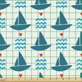 thumbnail image 2 of Ambesonne Party Fabric by the Yard Upholstery, Pastel Sailing Boats, 1 Yard, Blue Red White, 2 of 5
