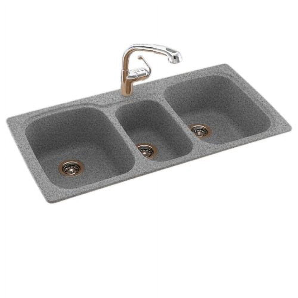 Swan KS04422TB. 018 Dual Mount Composite 44 inch x 22 inch x 9 inch 1-Hole Triple Bowl Kitchen Sink in Bisque